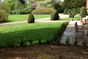 Patio finished,hedge planted and turfed